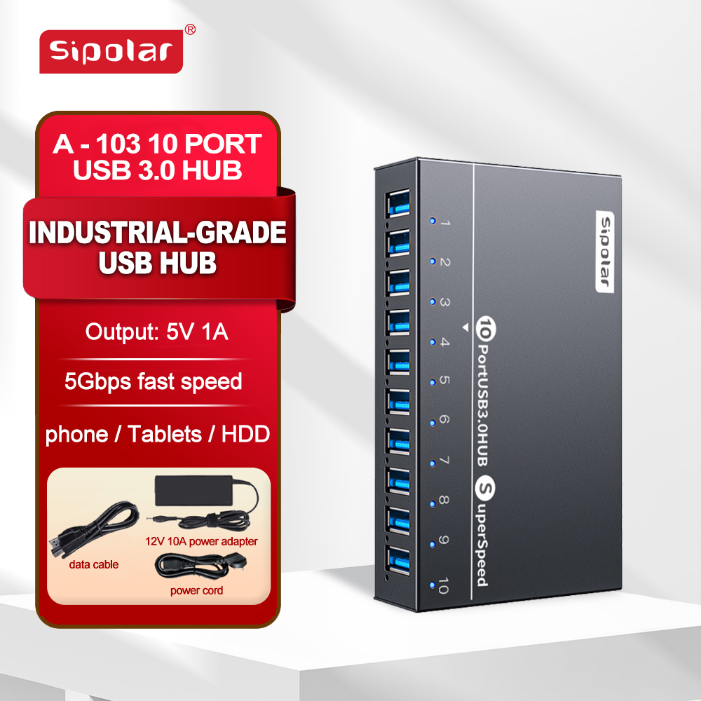 Usb Hub - A103 Sipolar 10-portowy Hub USB z